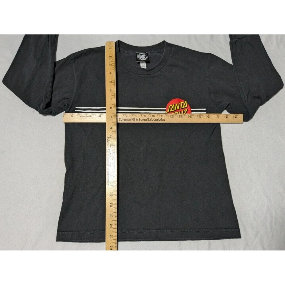SANTA CRUZ Double-Sided DOT LOGO‎ Black Cotton Long Sleeve T-Shirt - Boys Medium